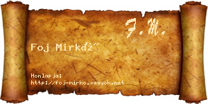 Foj Mirkó névjegykártya